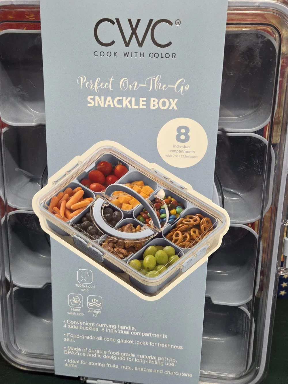 **Nwt- Perfect On-The-Go Snackle Box - Clear 8-Compartment**